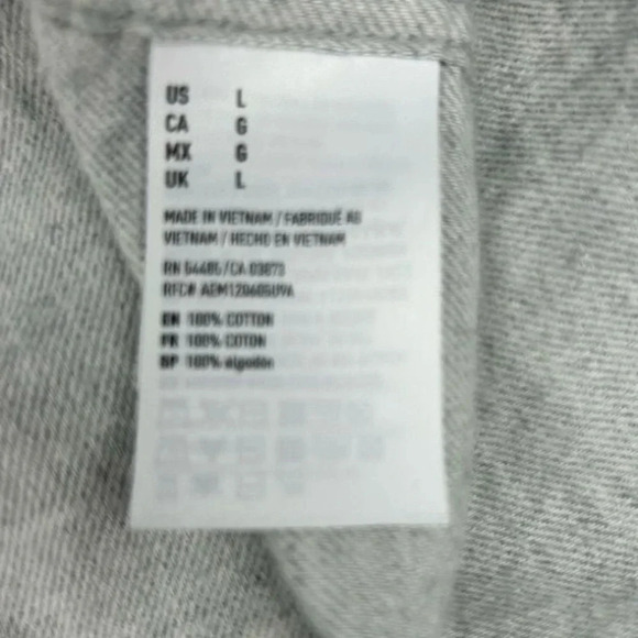 American Eagle Men's Soft Classic Fit Gray Long Sleeve Button-Up Shirt L - Picture 6 of 10